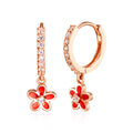 18K Blueme Red Daisy Cubic Touch One-Touch Earrings Pair MNE41007