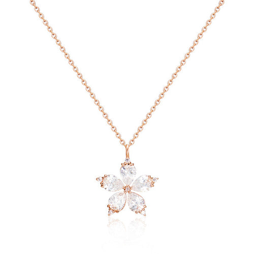 18K Blue Me Bloom Flower Cubic Chain Necklace MNN41026