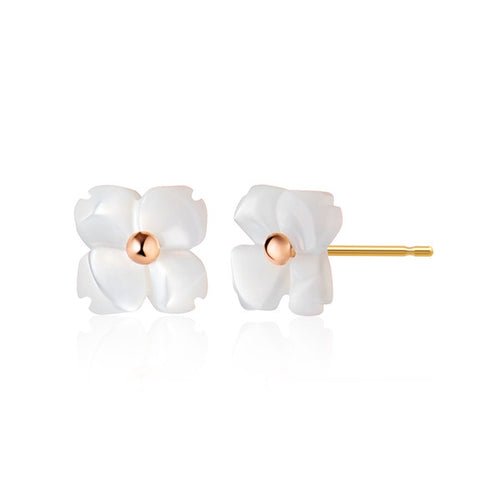 AirbnbGold 14K Blue Melrose Flower Plum Pearl Earrings PNE40997