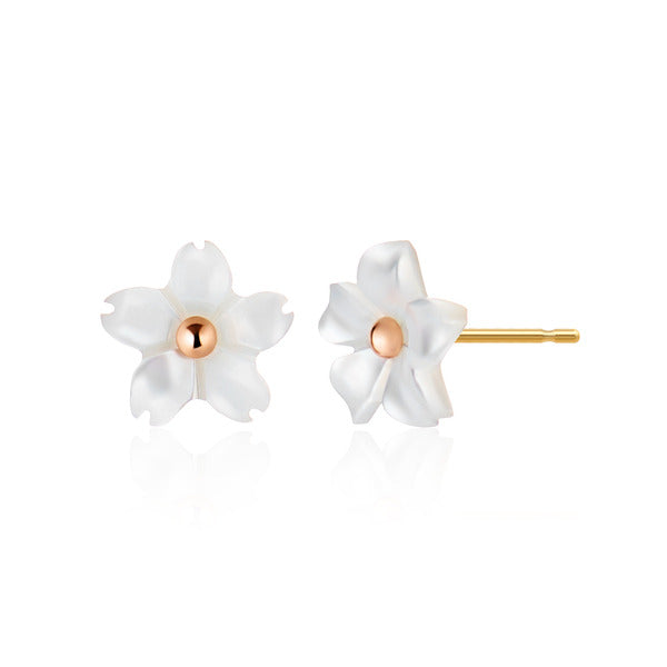 AirbnbGold 14K Blue Seaflower Poppy Shell Earrings PNE40998