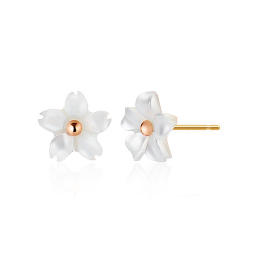 AirbnbGold 14K Blue Seaflower Poppy Shell Earrings PNE40998