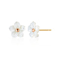BnBGold 14K Blue Wave Flower Lantern Shell Earrings PNE41000