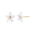 BnBGold 14K Blue Moon Flower Rhodanthe Mother-of-Pearl Earring Pair PNE41001