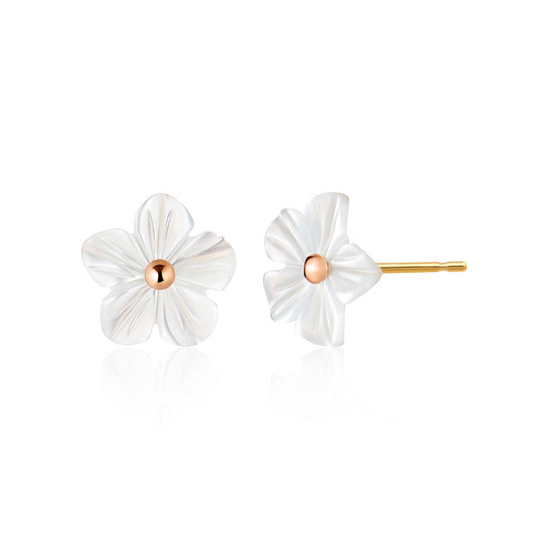 14K Blue Lotus Mother-of-Pearl Earrings PNE41002