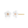 BnbGold 14K Blue Moon Flower Cherry Blossom Abalone Earrings Pair PNE41005