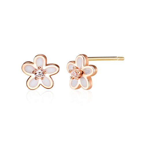 AirbnbGold 14K Blue Moon White Daisy Cubic Earings Pair MNE41010
