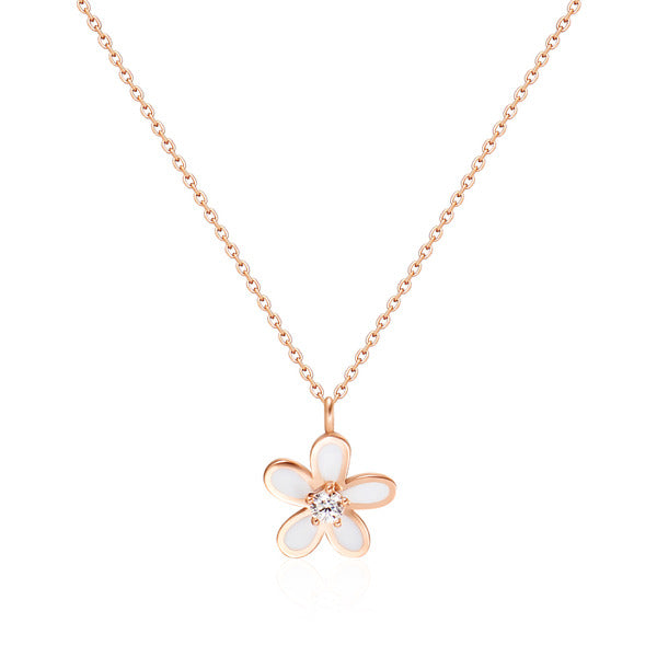B&B Gold 14K Blue Bloom White Daisy Cubic Chain Necklace MNN41012
