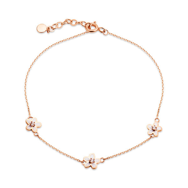 BnbGold 14K Blue Mist White Daisy Cubic Chain Bracelet MNB41013