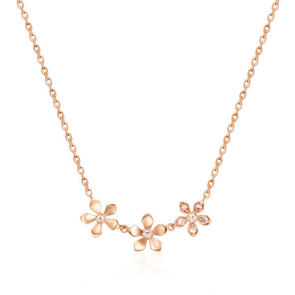 B&B Gold 14K Blueme Twinkle Drop Flower Chain Necklace MNN41022