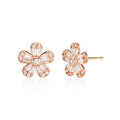 BnBGold 14K Blue Mist Rose Flower Cubic Earrings Pair MNE41024