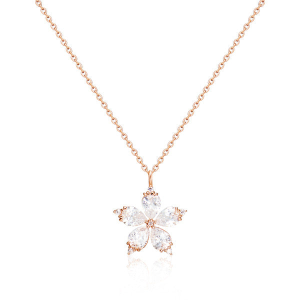 BNB Gold 14K BlueMe Bloom Flower Cubic Chain Necklace MNN41026
