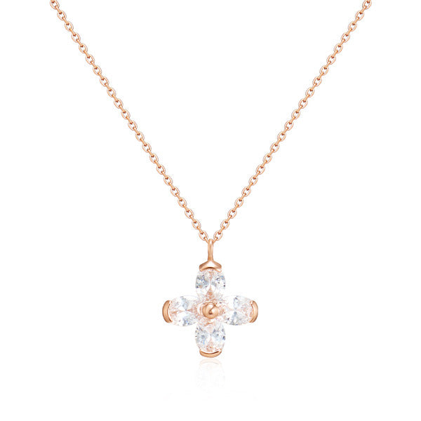 B&B Gold 14K Blue Me Floral Essence Cubic Chain Necklace MNN41027
