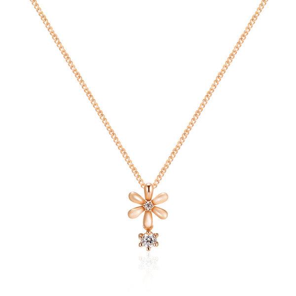 B&B Gold 14K Blume Tiny Daisy Cubic Chain Necklace SNN41044