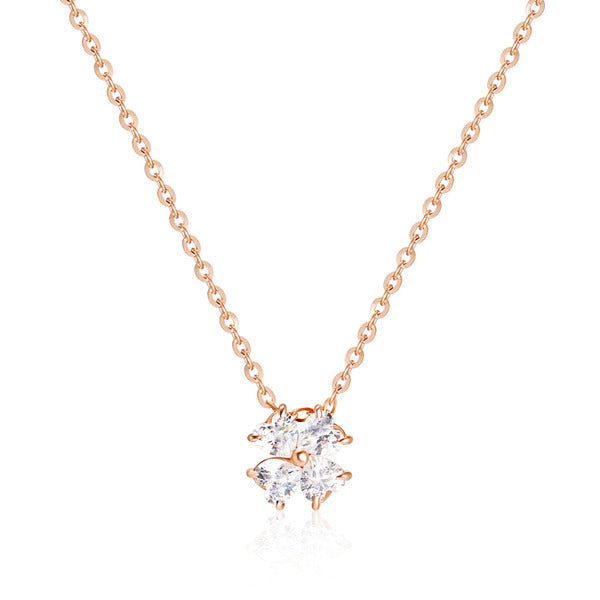 BNB Gold May Best 14K Blue Bloom Heart Flower Cubic Chain Necklace SNN41047