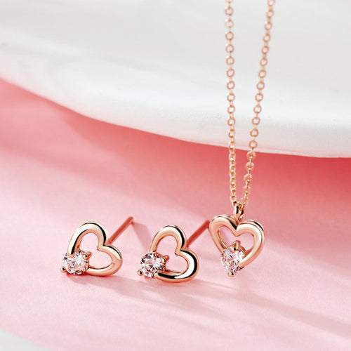 AirbnbGold 14K Front Drop Cubic Heart Jewelry Set NPC40755
