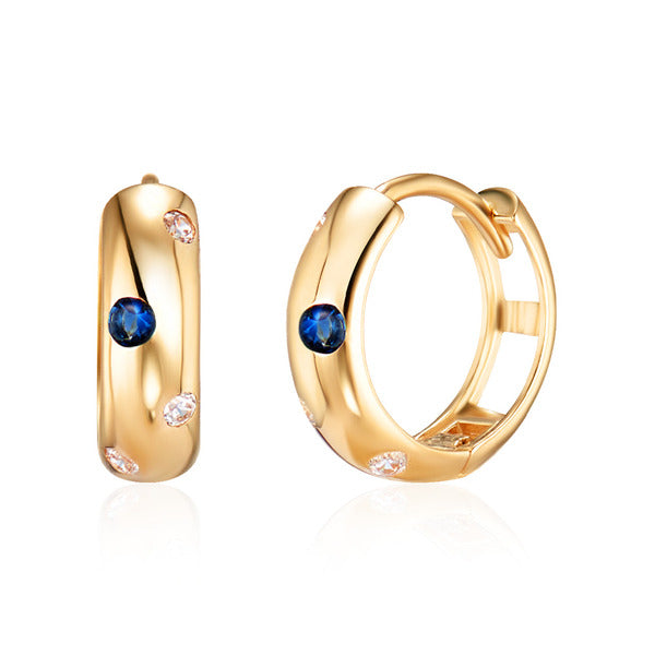 BNBGold 14K shining circle bubble sapphire one-touch earrings pair MNE41482
