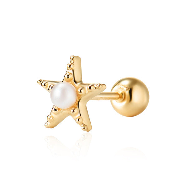 AirbnbGold 14K Marine Dream Pearl Coral Piercing One Side JAE41487