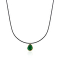 B&B Gold 14K Aurora Gemdrop Emerald Silk Cord Necklace MNN41507