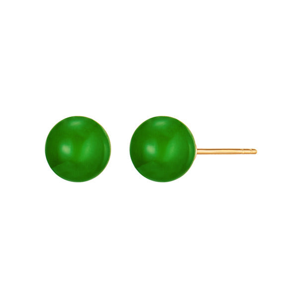 14K green sapphire stud earrings 8mm IGE41513