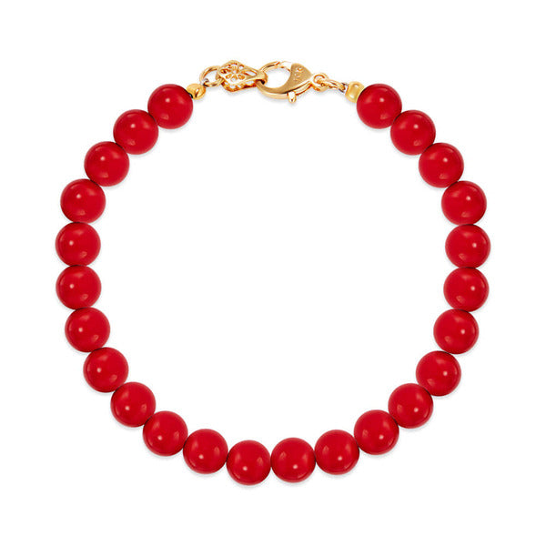 AirbnbGold 14K Red Ball Stud 6mm Coral Bracelet IGB41514