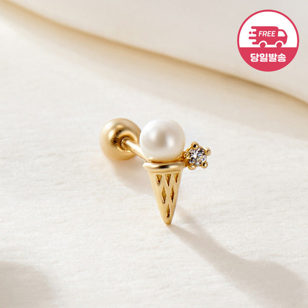 AirbnbGold SameDayShipping 14K SummerCoolIceCream Piercing One-Side JAE41830