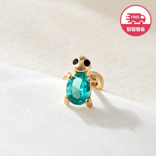 B&B Gold Same Day Shipping 14K Black Eye Aqua Turtle Turtle Piercing One Side JAE41835