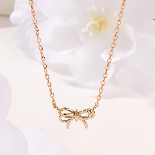 18K Double Comb Knot Ribbon Chain Necklace SNN41893