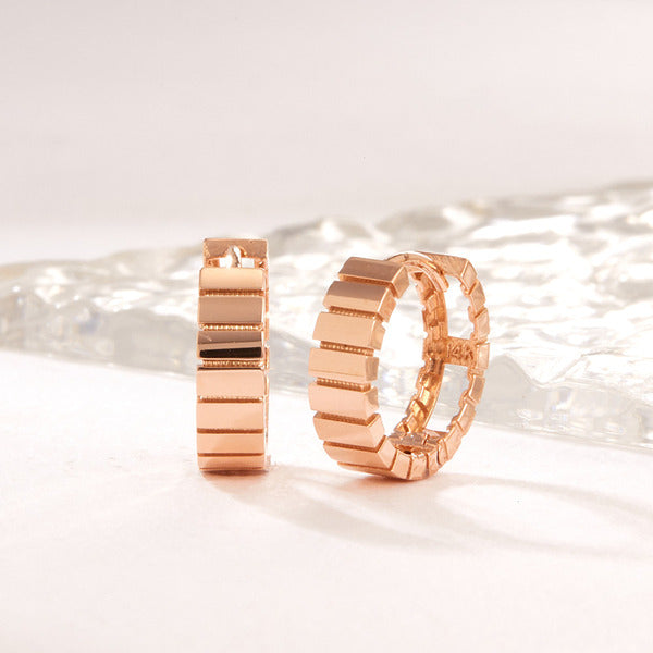 AirbnbGold 18K Square Frame OneTouch Ring Earring L Pair PNE41896