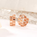 18K zigzag rectangle cut one-touch ring earrings PNE41898
