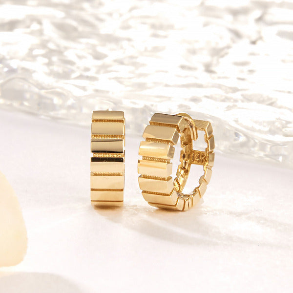 AirbnbGold 18K Square Frame OneTouch Ring Earring S Pair PNE41904