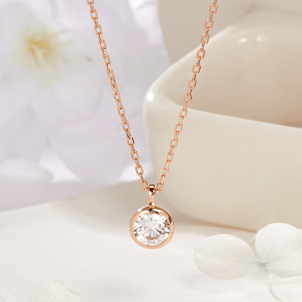 BnbGold 18K Round Bezel Cubic Chain Necklace JNN41914