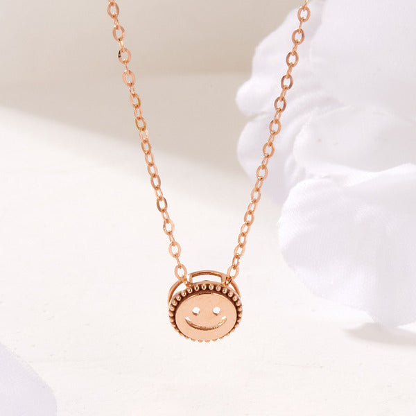 BnbGold 14K Round Smile Roulette Chain Necklace SNN41892