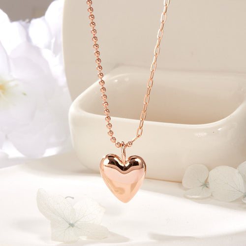 AirbnbGold 14K Glossy Round Heart Uniball Chain Necklace JNN41913