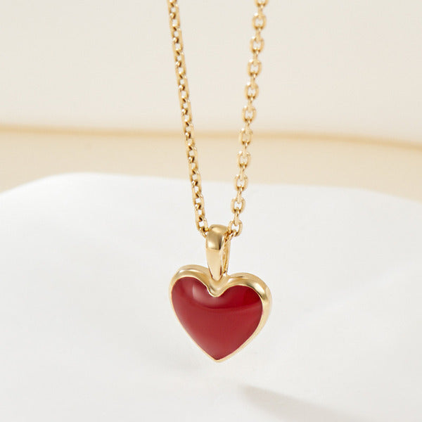 AirbnbGold 14K Red Heart Enamel Pendant S JAP41841