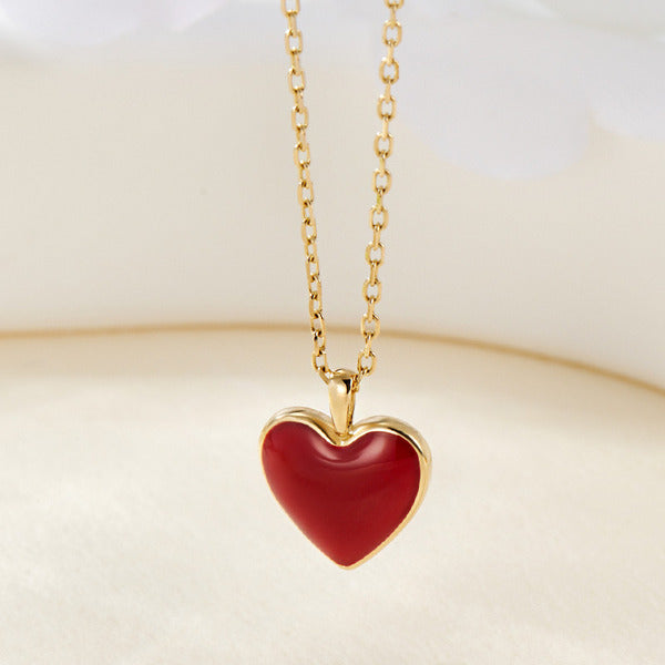 AirbnbGold 14K Red Heart Enamel Pendant L JAP41842