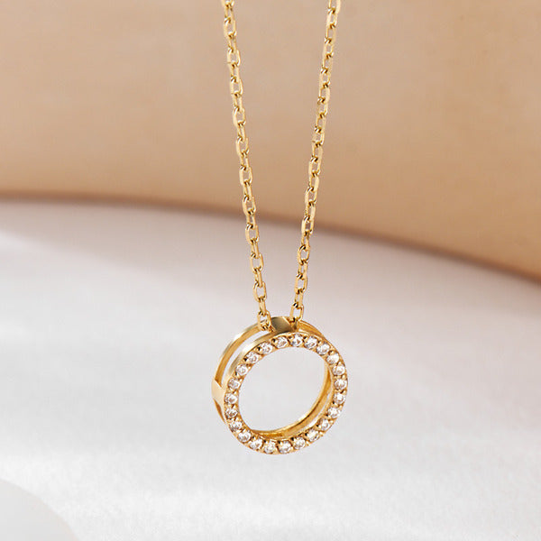 bnbgold 14K Round Oval Pavé Pendant M JAP41852