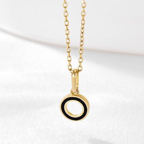 AirbnbGold 14K Black Enamel Circle Pendant JAP41861