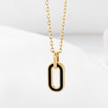 AirbnbGold 14K Black Enamel Oval Pendant JAP41862