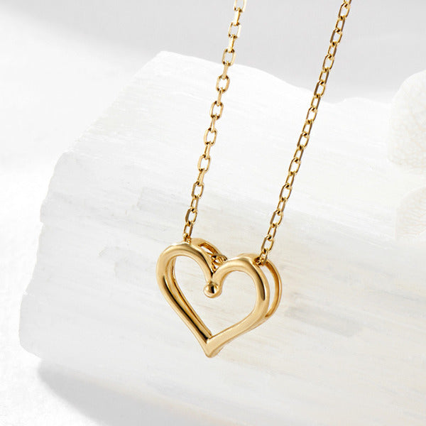 AirbnbGold 14K Double Heart Line Pendant JAP41869