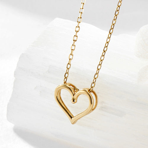 AirbnbGold 14K Double Heart Line Pendant JAP41869