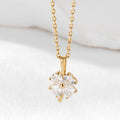 AirbnbGold 14K Lucky Heart Cubic Clover Pendant JAP41880