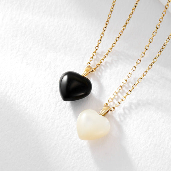 AirbnbGold 14K mono heart quartz pendant JAP41855