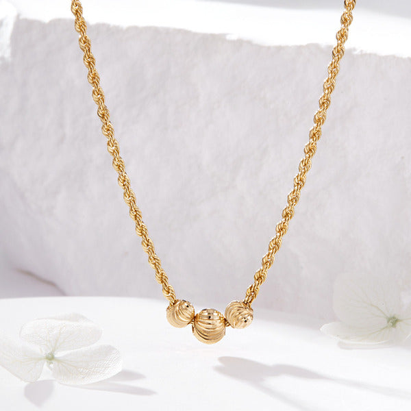 B&B Gold] 18K round cutting ball Italian chain necklace JNN42164