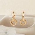 BnB Gold 18K Milgrain Cut Setting Ball One Touch Earrings Pair PNE42102