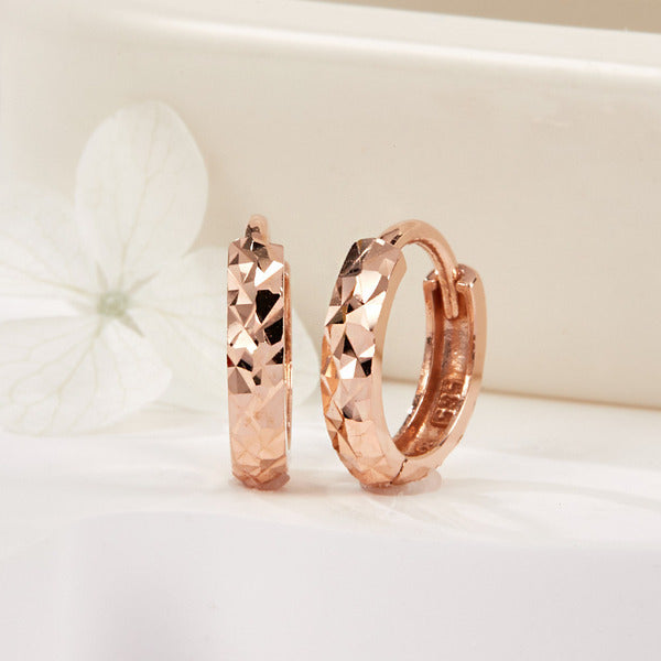 AirbnbGold 18K Round Diamond Cutting OneTouch Ring Earrings L Pair PNE42094