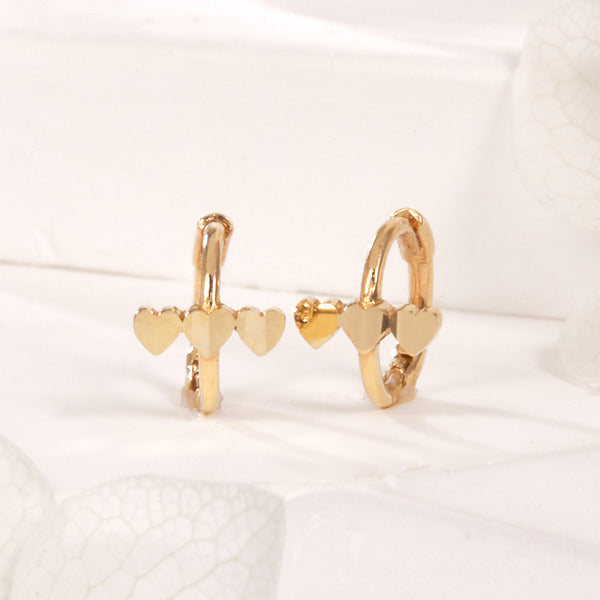AirbnbGold 18K petite heart one-touch ear climber pair PNE42036