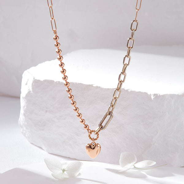 AirbnbGold 14K Round Heart Uniball Clip Chain Necklace JNN42162