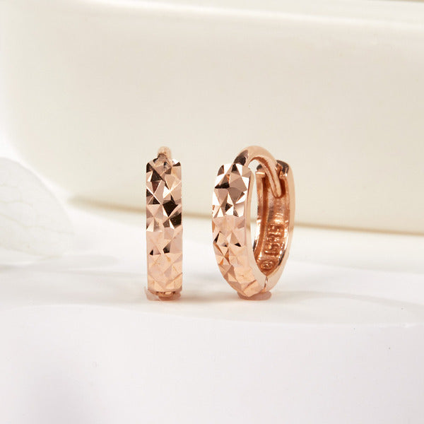 BNBGOLD 14K Rounded Diamond Cut One-Touch Ring Earring M Pair PNE42093
