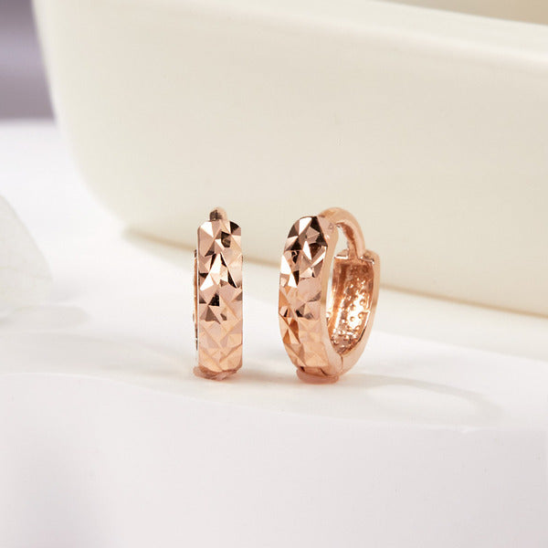 AirbnbGold 14K Round Diamond OneTouch Ring Earrings S Pair PNE42092