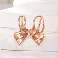 B&B Gold 14K Twin Cutting Heart One Touch Earrings Pair PNE42048